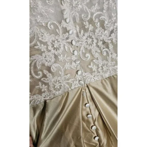 Nwt JJ'S house girls Dress Size 12 Special Occasion Lace Gold Cream Button Zip